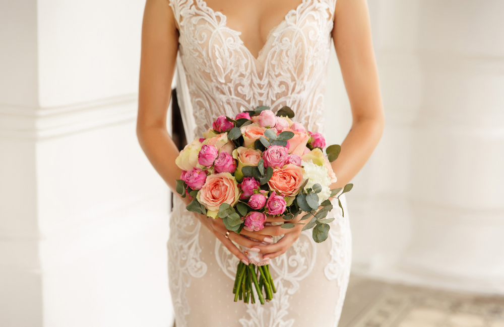 Bride with a bouquet of flowers