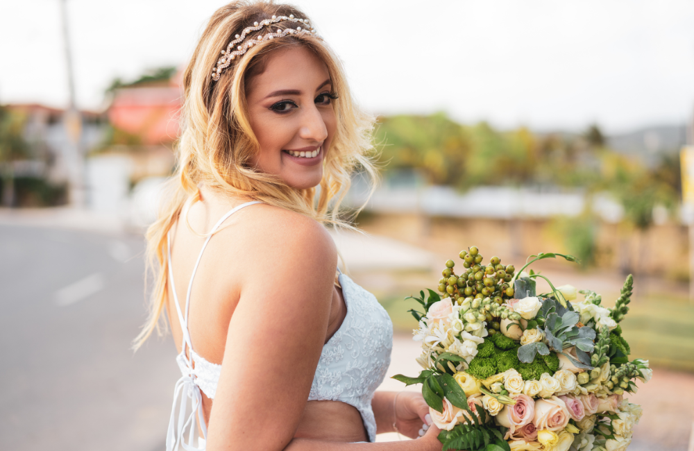 Bride with a bouquet of flowers