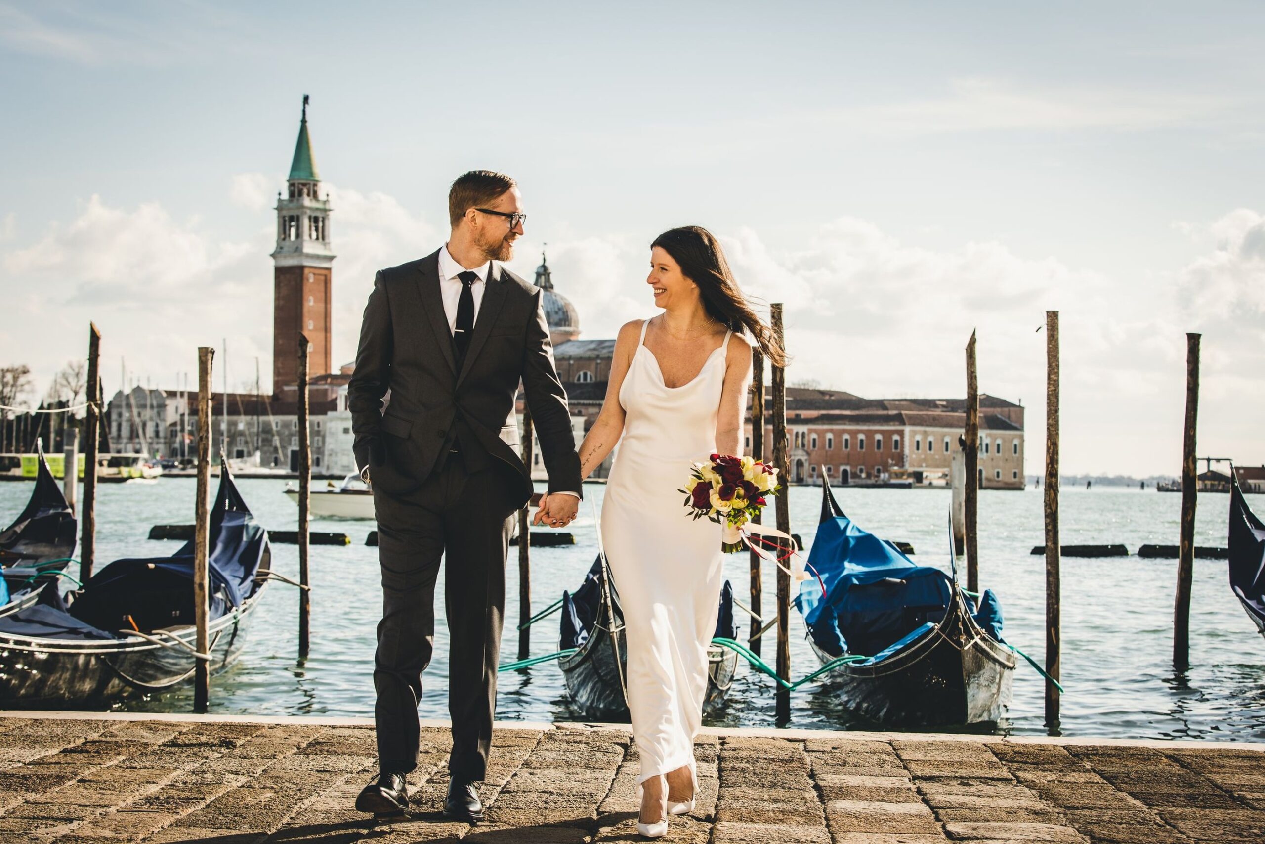Venice elopement – gondolas on the Grand Canal